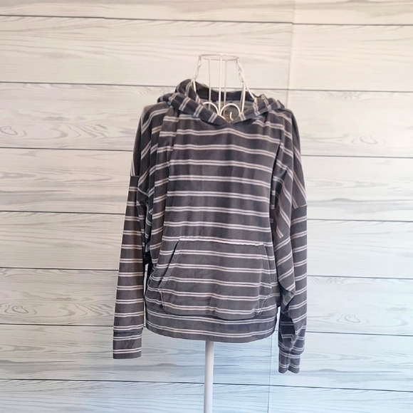 Amwricam Eagle Gray Striped Hoodie Womens Size S - Picture 1 of 11